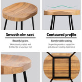 darrahopens Furniture > Bar Stools & Chairs Artiss Set of 2 Elm Wood Backless Bar Stools 65cm - Black and Light Natural