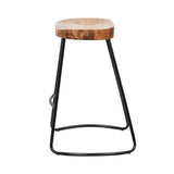 darrahopens Furniture > Bar Stools & Chairs Artiss Set of 2 Elm Wood Backless Bar Stools 65cm - Black and Light Natural
