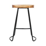 darrahopens Furniture > Bar Stools & Chairs Artiss Set of 2 Elm Wood Backless Bar Stools 65cm - Black and Light Natural