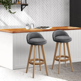 darrahopens Furniture > Bar Stools & Chairs Artiss Set of 2 Fabric Backrest Bar Stools - Grey