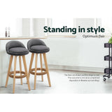 darrahopens Furniture > Bar Stools & Chairs Artiss Set of 2 Fabric Backrest Bar Stools - Grey