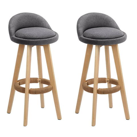 darrahopens Furniture > Bar Stools & Chairs Artiss Set of 2 Fabric Backrest Bar Stools - Grey