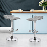 darrahopens Furniture > Bar Stools & Chairs Artiss Set of 2 Fabric Bar Stools Swivel Bar Stools- Grey Chrome