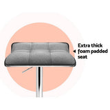 darrahopens Furniture > Bar Stools & Chairs Artiss Set of 2 Fabric Bar Stools Swivel Bar Stools- Grey Chrome