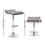 darrahopens Furniture > Bar Stools & Chairs Artiss Set of 2 Fabric Bar Stools Swivel Bar Stools- Grey Chrome