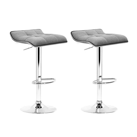 darrahopens Furniture > Bar Stools & Chairs Artiss Set of 2 Fabric Bar Stools Swivel Bar Stools- Grey Chrome