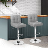 darrahopens Furniture > Bar Stools & Chairs Artiss Set of 2 Fabric Swivel Bar Stools - Grey