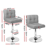 darrahopens Furniture > Bar Stools & Chairs Artiss Set of 2 Fabric Swivel Bar Stools - Grey