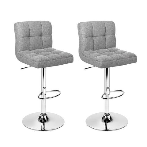 darrahopens Furniture > Bar Stools & Chairs Artiss Set of 2 Fabric Swivel Bar Stools - Grey