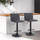 darrahopens Furniture > Bar Stools & Chairs Artiss Set of 2 Faux Linen Bar Stools - Black