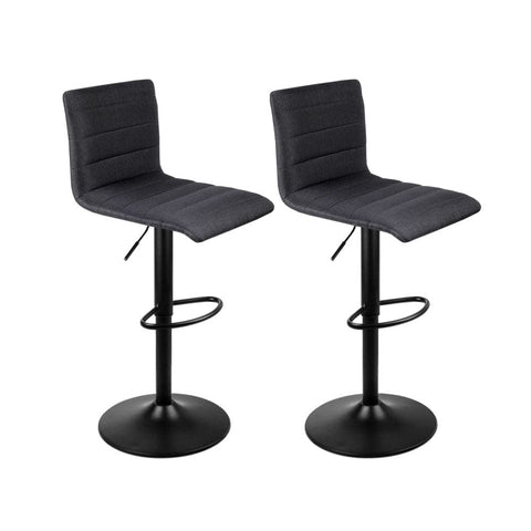 darrahopens Furniture > Bar Stools & Chairs Artiss Set of 2 Faux Linen Bar Stools - Black