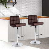 darrahopens Furniture > Bar Stools & Chairs Artiss Set of 2 Gas Lift Bar Stools PU Leather - Chocolate Brown