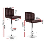 darrahopens Furniture > Bar Stools & Chairs Artiss Set of 2 Gas Lift Bar Stools PU Leather - Chocolate Brown