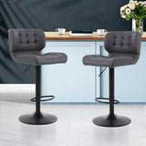 darrahopens Furniture > Bar Stools & Chairs Artiss Set of 2 Kitchen Bar Stools Gas Lift Plush PU Leather - Black and Grey