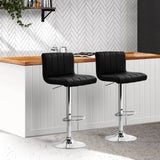 darrahopens Furniture > Bar Stools & Chairs Artiss Set of 2 Line Style PU Leather Bar Stools - Black