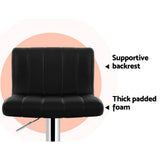 darrahopens Furniture > Bar Stools & Chairs Artiss Set of 2 Line Style PU Leather Bar Stools - Black