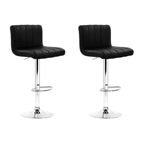 darrahopens Furniture > Bar Stools & Chairs Artiss Set of 2 Line Style PU Leather Bar Stools - Black