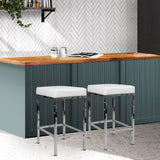 darrahopens Furniture > Bar Stools & Chairs Artiss Set of 2 PU Leather Backless Bar Stools - White and Chrome