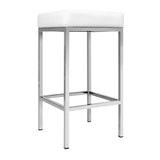 darrahopens Furniture > Bar Stools & Chairs Artiss Set of 2 PU Leather Backless Bar Stools - White and Chrome