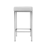 darrahopens Furniture > Bar Stools & Chairs Artiss Set of 2 PU Leather Backless Bar Stools - White and Chrome