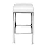darrahopens Furniture > Bar Stools & Chairs Artiss Set of 2 PU Leather Backless Bar Stools - White and Chrome