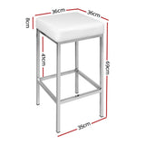darrahopens Furniture > Bar Stools & Chairs Artiss Set of 2 PU Leather Backless Bar Stools - White and Chrome