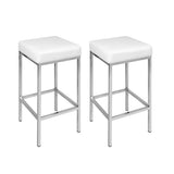 darrahopens Furniture > Bar Stools & Chairs Artiss Set of 2 PU Leather Backless Bar Stools - White and Chrome