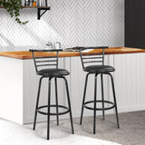 darrahopens Furniture > Bar Stools & Chairs Artiss Set of 2 PU Leather Bar Stools - Black and Steel