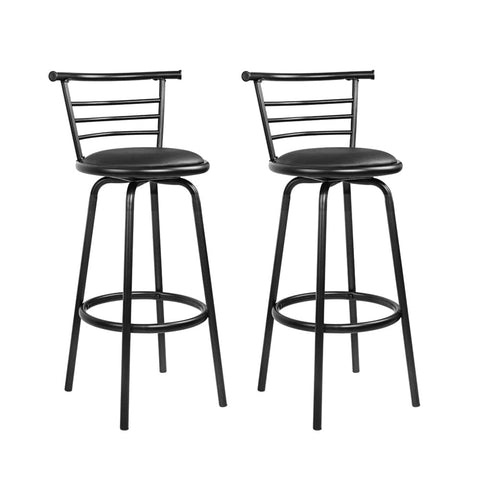 darrahopens Furniture > Bar Stools & Chairs Artiss Set of 2 PU Leather Bar Stools - Black and Steel