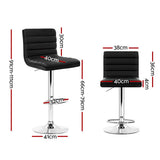 darrahopens Furniture > Bar Stools & Chairs Artiss Set of 2 PU Leather Bar Stools Padded Line Style - Black