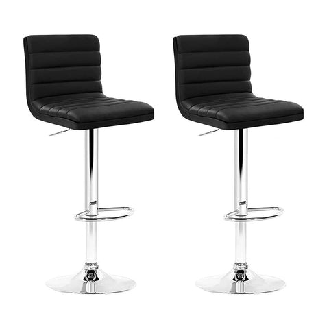 darrahopens Furniture > Bar Stools & Chairs Artiss Set of 2 PU Leather Bar Stools Padded Line Style - Black
