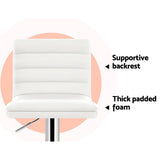 darrahopens Furniture > Bar Stools & Chairs Artiss Set of 2 PU Leather Bar Stools Padded Line Style - White