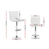 darrahopens Furniture > Bar Stools & Chairs Artiss Set of 2 PU Leather Bar Stools Padded Line Style - White