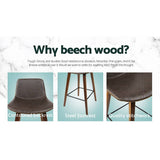 darrahopens Furniture > Bar Stools & Chairs Artiss Set of 2 PU Leather Bar Stools Square Footrest - Wood and Brown