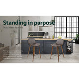 darrahopens Furniture > Bar Stools & Chairs Artiss Set of 2 PU Leather Bar Stools Square Footrest - Wood and Brown
