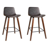 darrahopens Furniture > Bar Stools & Chairs Artiss Set of 2 PU Leather Bar Stools Square Footrest - Wood and Brown