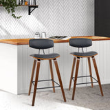 darrahopens Furniture > Bar Stools & Chairs Artiss Set of 2 PU Leather Circular Footrest Bar Stools - Black