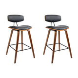 darrahopens Furniture > Bar Stools & Chairs Artiss Set of 2 PU Leather Circular Footrest Bar Stools - Black