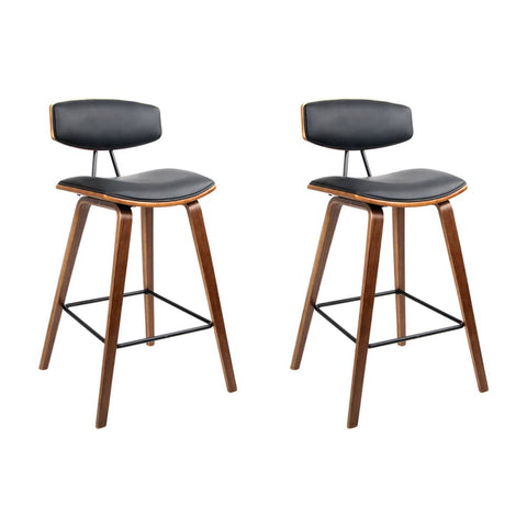 darrahopens Furniture > Bar Stools & Chairs Artiss Set of 2 PU Leather Circular Footrest Bar Stools - Black