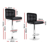darrahopens Furniture > Bar Stools & Chairs Artiss Set of 2 PU Leather Gas Lift Bar Stools - Black