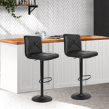 darrahopens Furniture > Bar Stools & Chairs Artiss Set of 2 PU Leather Gas Lift Bar Stools - Black