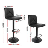 darrahopens Furniture > Bar Stools & Chairs Artiss Set of 2 PU Leather Gas Lift Bar Stools - Black