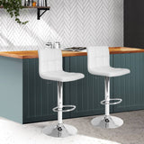 darrahopens Furniture > Bar Stools & Chairs Artiss Set of 2 PU Leather Gas Lift Bar Stools - White
