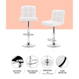 darrahopens Furniture > Bar Stools & Chairs Artiss Set of 2 PU Leather Gas Lift Bar Stools - White