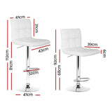 darrahopens Furniture > Bar Stools & Chairs Artiss Set of 2 PU Leather Gas Lift Bar Stools - White
