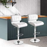 darrahopens Furniture > Bar Stools & Chairs Artiss Set of 2 PU Leather Gas Lift Bar Stools - White and Chrome
