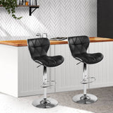darrahopens Furniture > Bar Stools & Chairs Artiss Set of 2 PU Leather Patterned Bar Stools - Black and Chrome