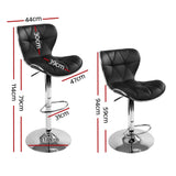 darrahopens Furniture > Bar Stools & Chairs Artiss Set of 2 PU Leather Patterned Bar Stools - Black and Chrome