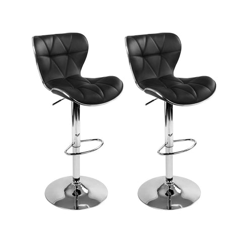 darrahopens Furniture > Bar Stools & Chairs Artiss Set of 2 PU Leather Patterned Bar Stools - Black and Chrome