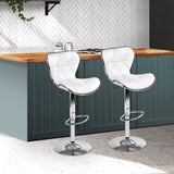 darrahopens Furniture > Bar Stools & Chairs Artiss Set of 2 PU Leather Patterned Bar Stools - White and Chrome